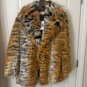 Michael Kors Tiger Print Faux Fur Jacket